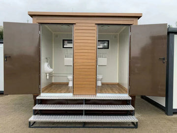 Doppelter Sanitärcontainer mit Abwassertank – WC-Container mit integriertem Fäkalientank